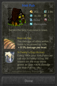 Irish Pub received a new active ability...